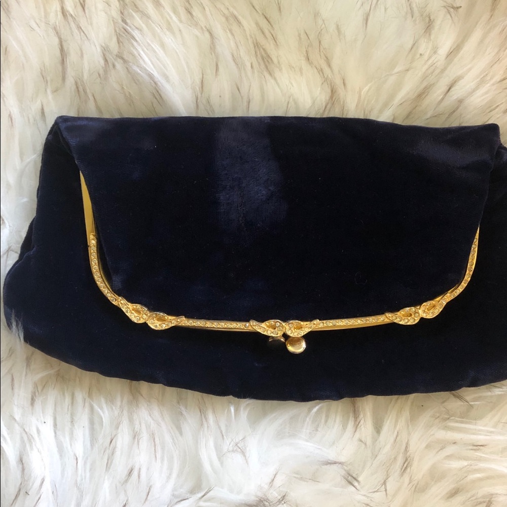 Vintage navy clutch